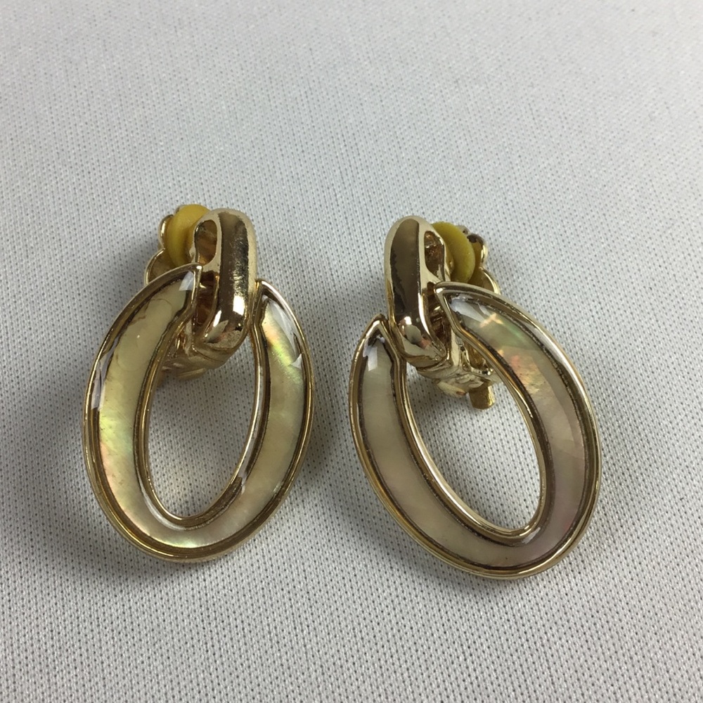 Vintage Mother of Pearl Inlayed Earrings